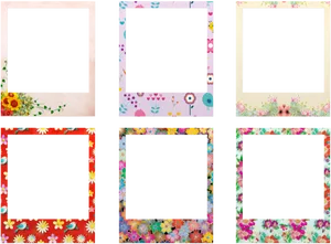 Assorted Floral Polaroid Frames PNG Image