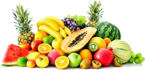 Assorted Fresh Fruits Display PNG Image