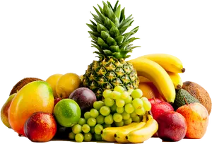 Assorted Fresh Fruits Display PNG Image