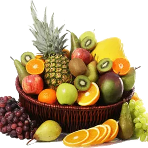 Assorted Fruit Basket Vibrant Selection PNG Image