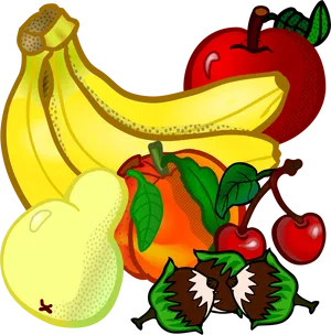 Assorted Fruit Collection Illustration PNG Image