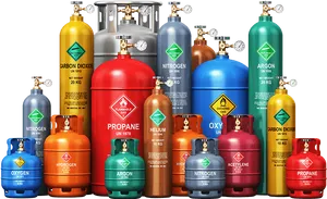 Assorted Gas Cylinders Collection PNG Image