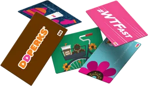 Assorted Gift Cards Display PNG Image