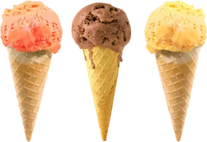 Assorted Ice Cream Cones PNG Image