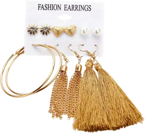 Assorted Imitation Earrings Set PNG Image