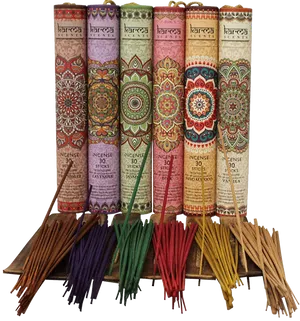 Assorted Incense Sticksand Packaging PNG Image