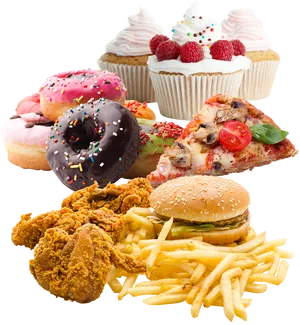 Assorted Junk Food Items PNG Image