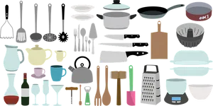 Assorted Kitchen Utensilsand Cookware PNG Image