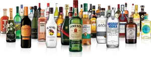 Assorted Liquor Bottles Collection PNG