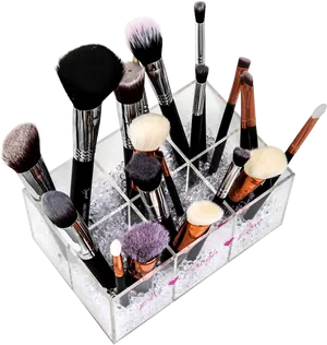 Assorted Makeup Brushesin Organizer PNG Image