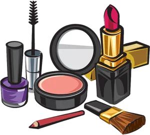 Assorted Makeup Products Illustration PNG Image