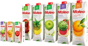 Assorted Malee Fruit Juices Packaging PNG Image