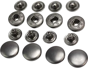 Assorted Metal Snap Buttons Collection PNG Image