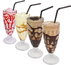 Assorted Milkshakes Variety PNG Image