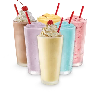 Assorted Milkshakes Variety PNG Image