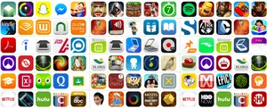 Assorted Mobile App Icons Netflix Highlighted PNG