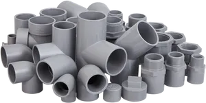 Assorted P V C Pipe Fittings Collection PNG Image