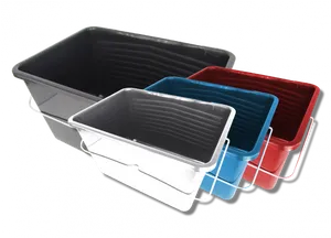 Assorted Plastic Buckets Collection PNG Image