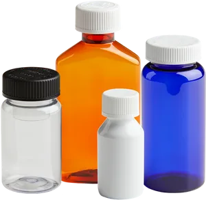 Assorted Plastic Medicine Bottles PNG Image