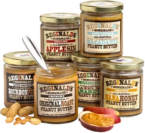 Assorted Reginalds Peanut Butter Jars PNG Image