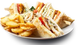 Assorted Sandwich Platterwith Sides PNG Image