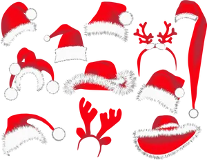 Assorted Santa Hatsand Reindeer Antlers Transparent PNG Image