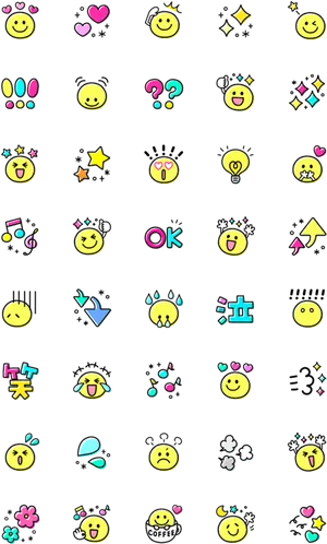 Assorted Smiley Emojis Pattern PNG Image