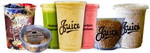 Assorted Smoothiesand Healthy Snacks PNG Image