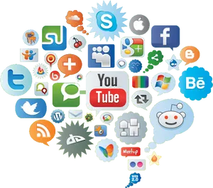 Assorted Social Media Icons PNG Image