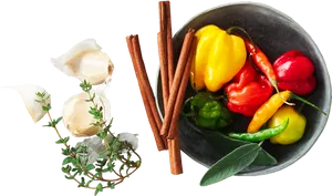 Assorted Spicesand Herbs PNG Image