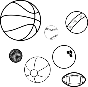 Assorted Sports Balls Vector PNG Image