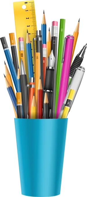 Assorted Stationery Itemsin Cup PNG Image