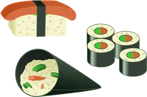 Assorted Sushi Vector Illustration PNG