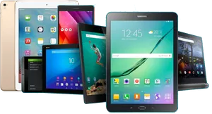 Assorted Tablets Display PNG Image