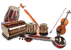 Assorted Traditional Musical Instruments PNG Image