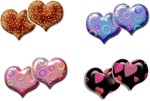 Assorted Valentine Hearts Design PNG Image