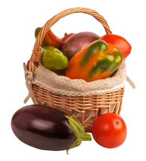 Assorted Vegetablesin Basket PNG Image