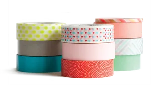 Assorted Washi Tapeson Black Background PNG Image