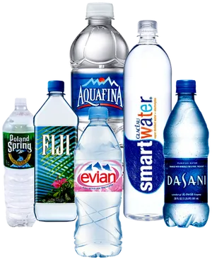 Assorted Water Bottle Brands PNG Image