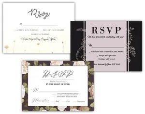 Assorted Wedding R S V P Cards PNG Image