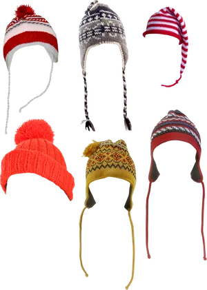 Assorted Winter Hats Collection PNG Image