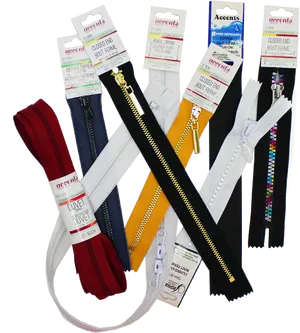 Assorted Zippers Display PNG Image