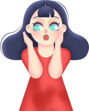 Astonished Cartoon Girl PNG Image