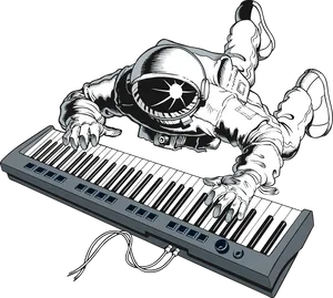 Astronaut Keyboard Performance PNG Image