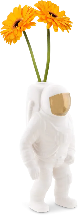 Astronaut Vasewith Marigolds PNG Image