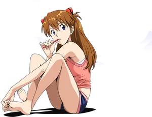 Asuka Langley Casual Pose PNG Image