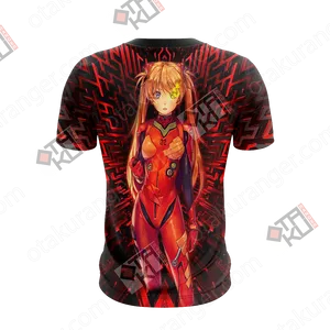 Asuka Langley Evangelion Anime T Shirt Design PNG Image