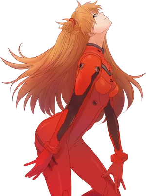 Asuka Langley Evangelion Pilot Pose PNG Image