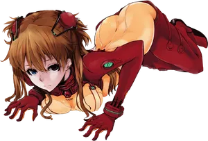 Asuka Langley Evangelion Pilot Pose PNG Image