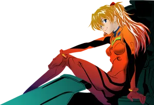 Asuka Langley Posing Evangelion PNG Image